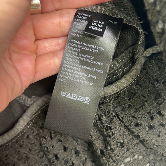 Free People - Emilia Linen Blend Military Olive Color Lace Trim Army Jacket XS - Picture 12 of 14